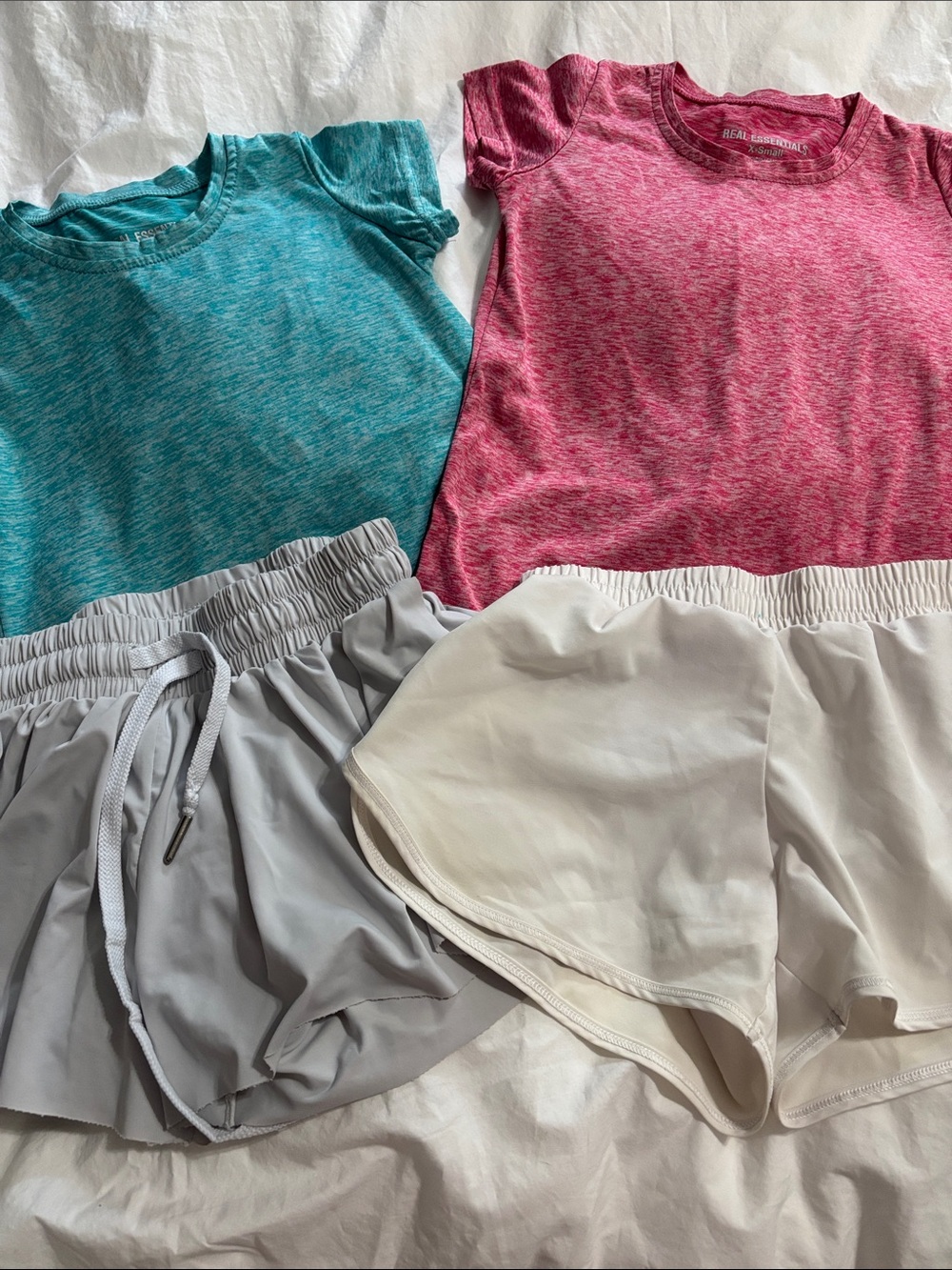 Kids' Athletic Matching Shorts Set in Teal and Pink by